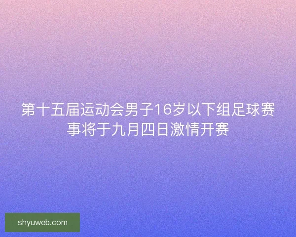 第十五届运动会男子16岁以下组足球赛事将于九月四日激情开赛